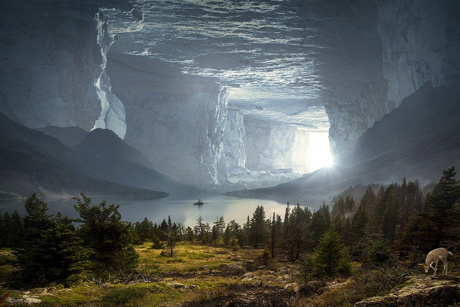 Fantasy mystical rock stone cave portal