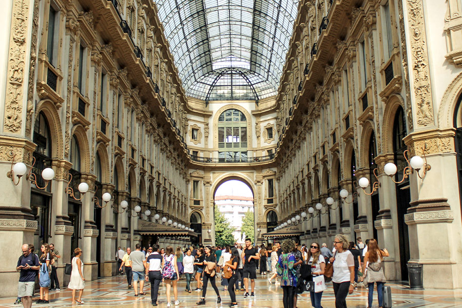 Busy day Galleria Vittorio Emanuele Milan Italy