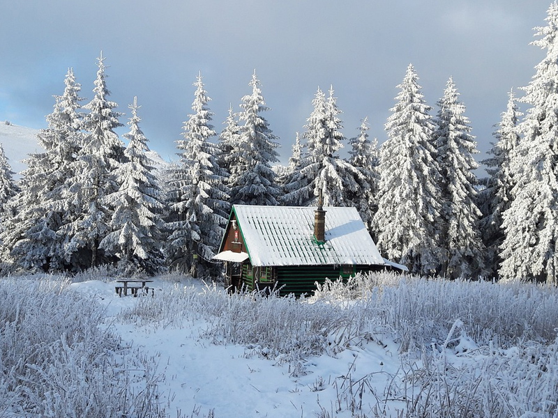 Snowy country chalet