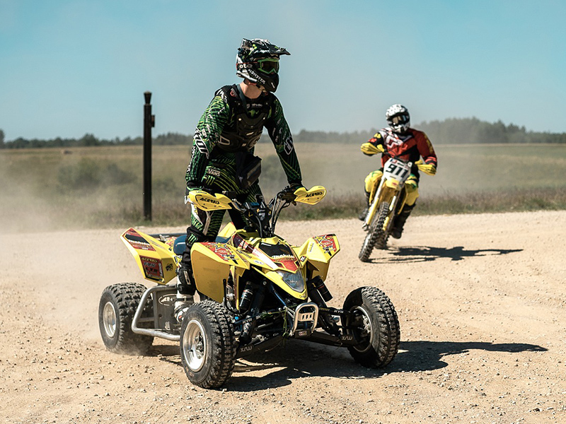 Yellow motorcycle quad