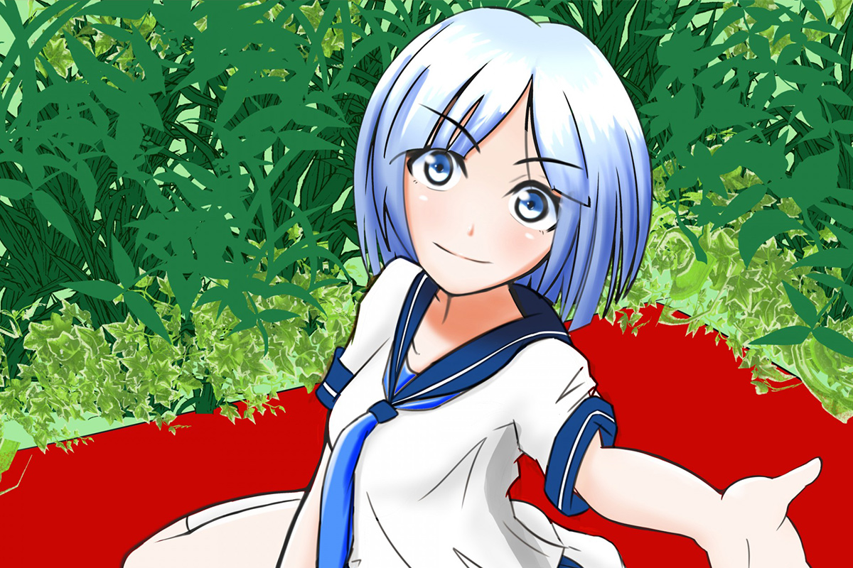 Blue hair girl anime