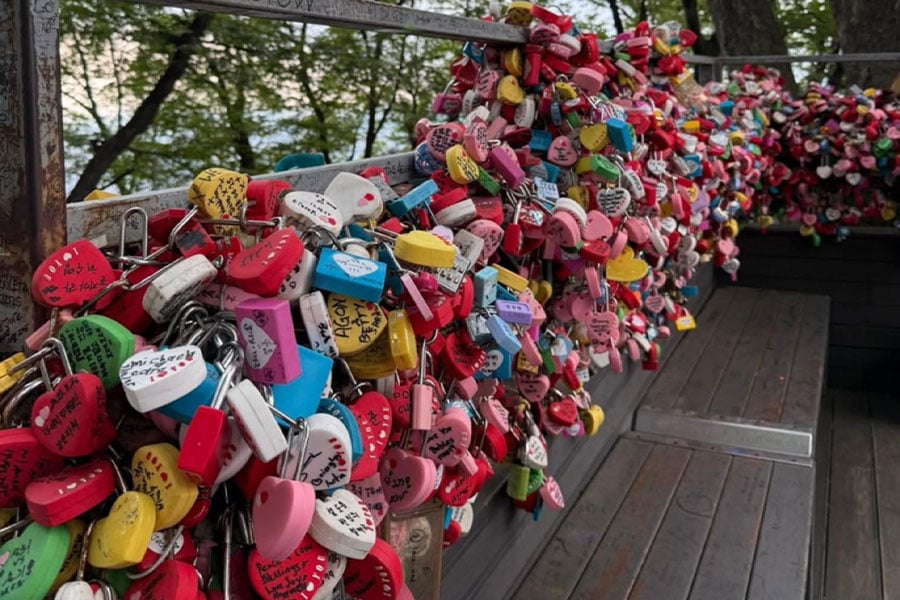 A collection of so called love locks