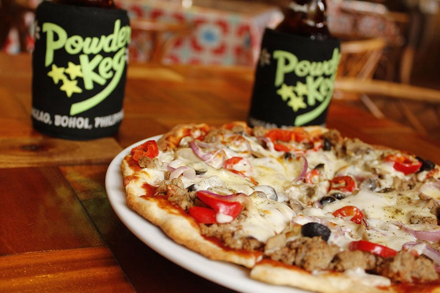 Pizza with various toppings