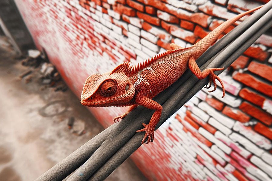 Oosterse tuinhagedis calotes versicolor