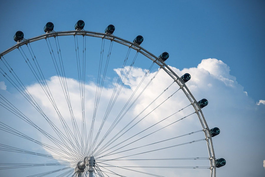 Ogromne szczypce z Singapuru, diabelski młyn 1