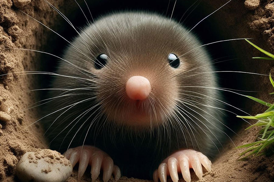 Schattig uitziende mol in het gat