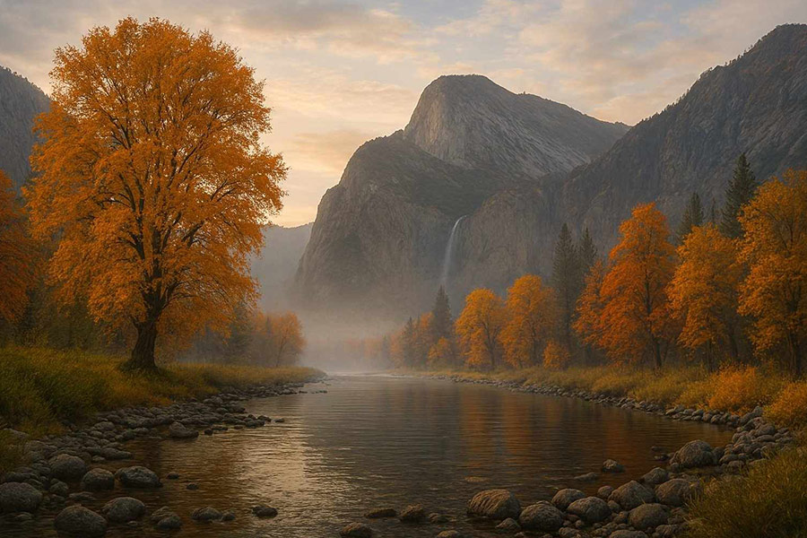 Autumn illustration in nature