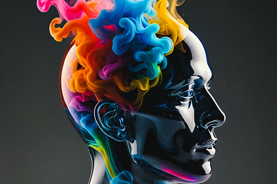 Cristal de cabeza colorido