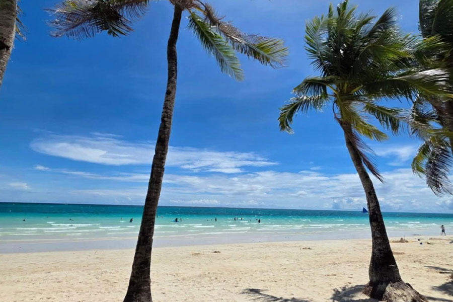 Oh white beach of Boracay small island in the Philippines