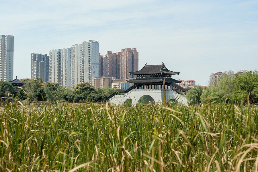 Paisaje de construcción asiático de Xiangtan, China