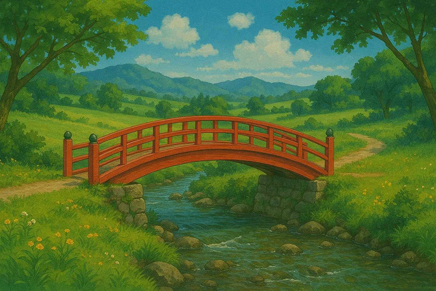 Czerwony most w naturze anime
