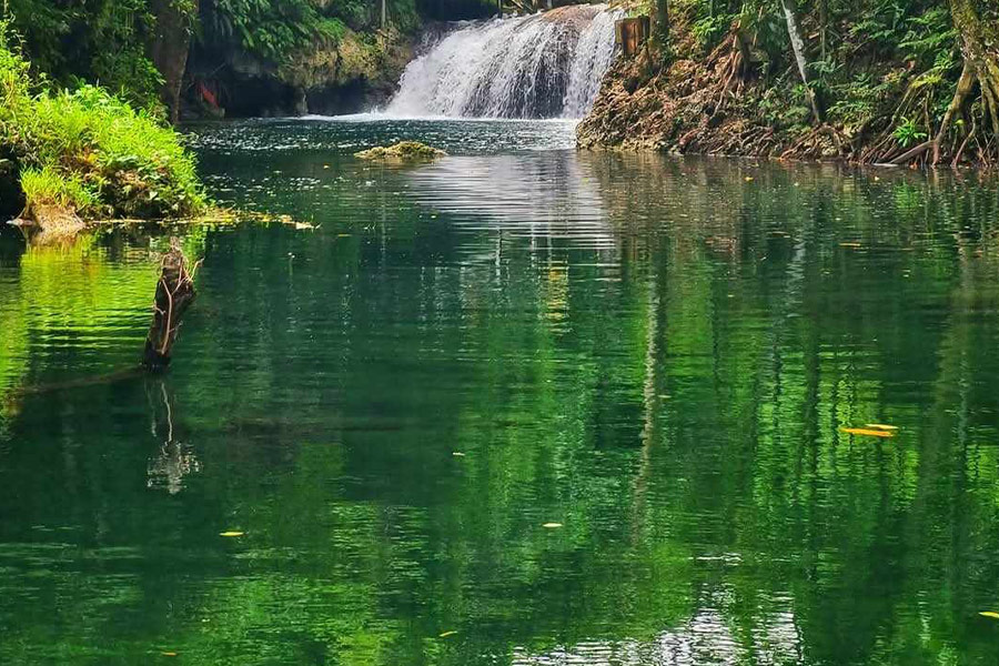 Beautiful nature with lake waterfalls