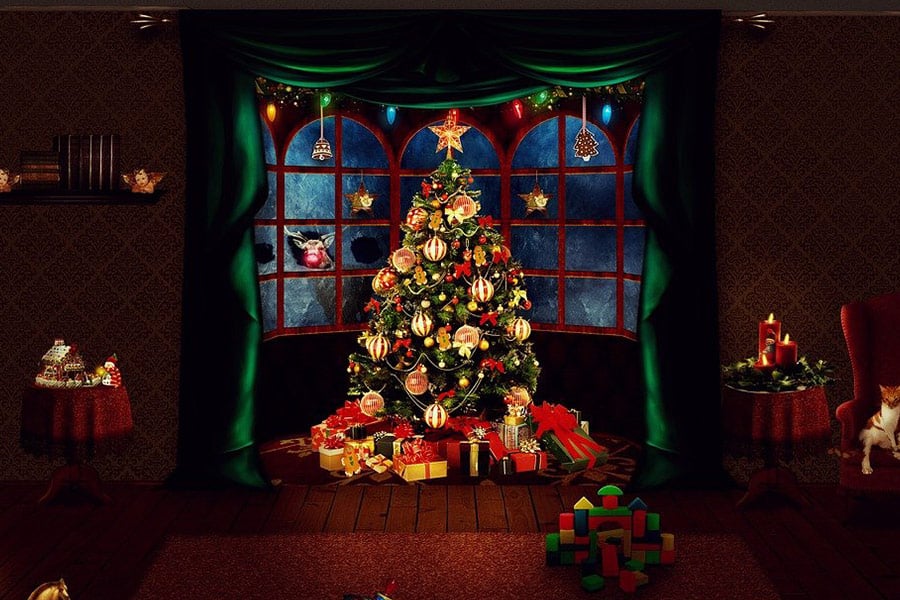 Choinka i prezenty wokół