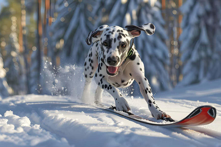 Perro dálmata en invierno