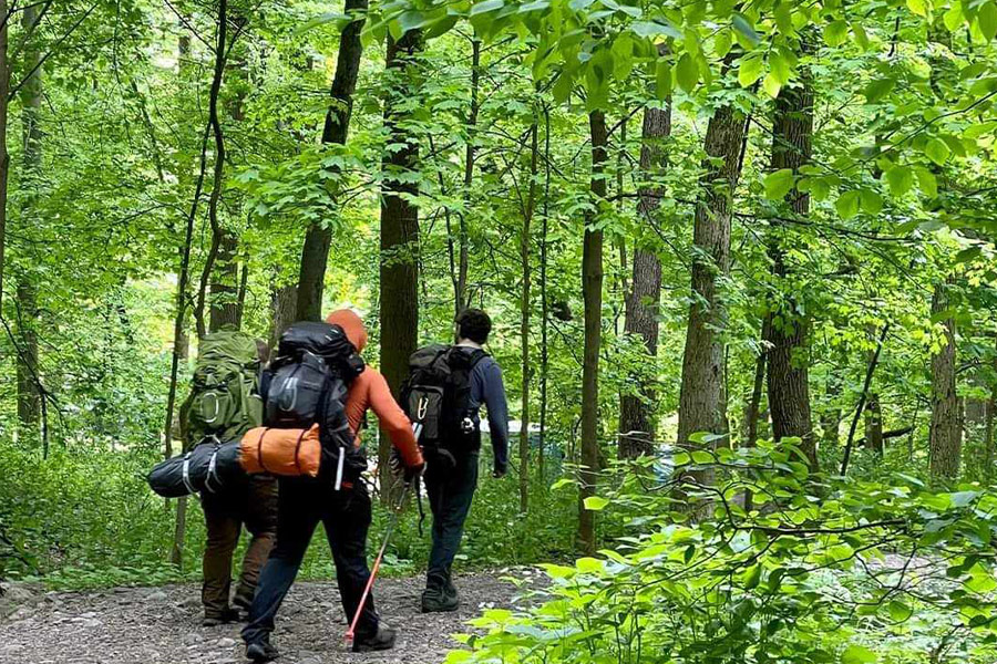 Hikers through nature