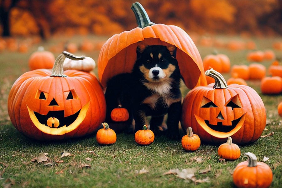 Dier huisdier hond halloween gesneden pompoen