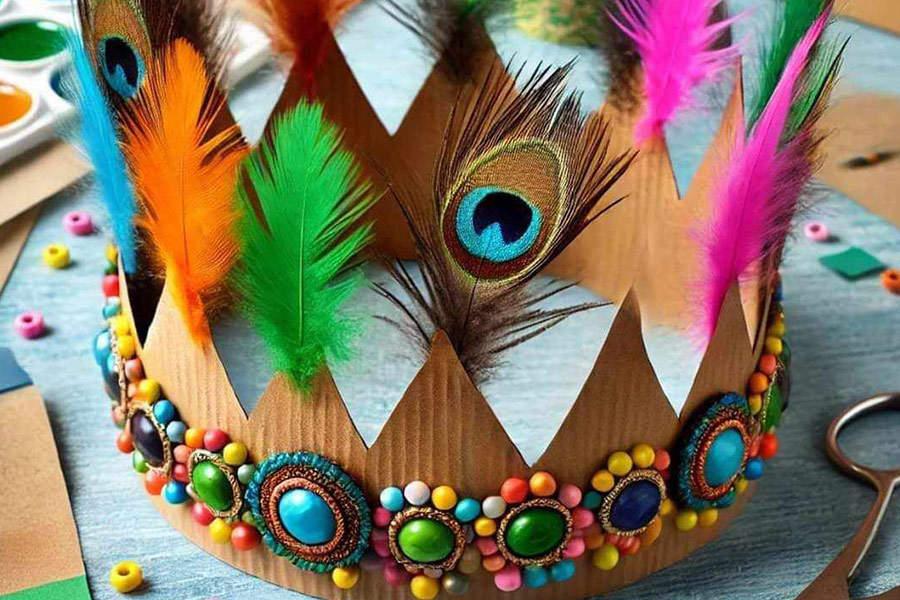 Korony z piór tekturowych