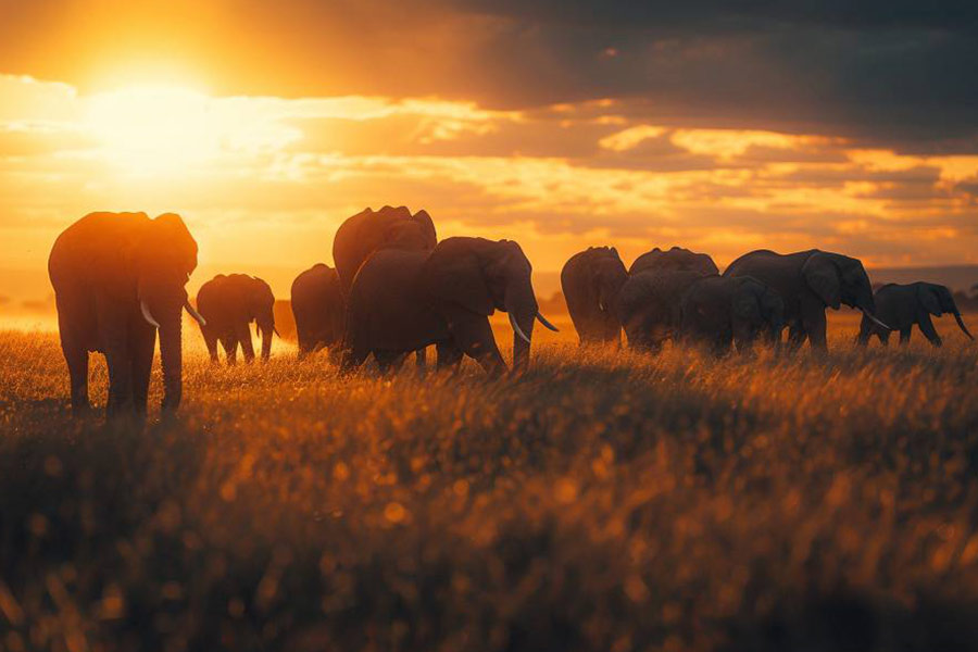 Een kudde olifanten