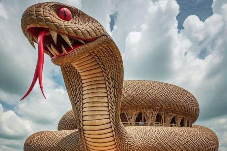 Serpiente gigante que construye bambú