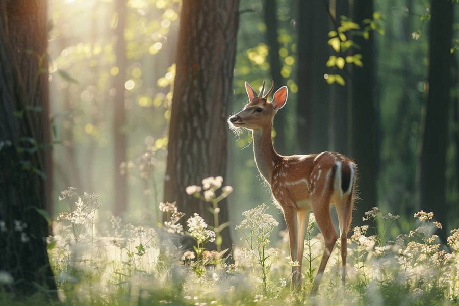 Herten staand in het bos