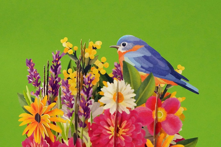 Bloemen vogelpapier gemaakt