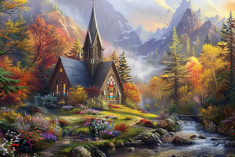 Beautiful colorful nature church