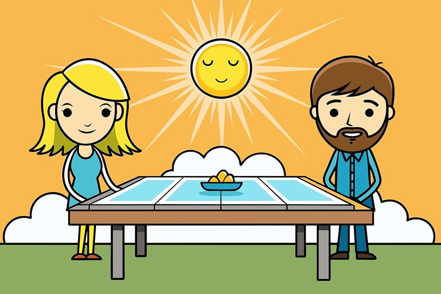 Ilustracja para zachodu słońca w parku