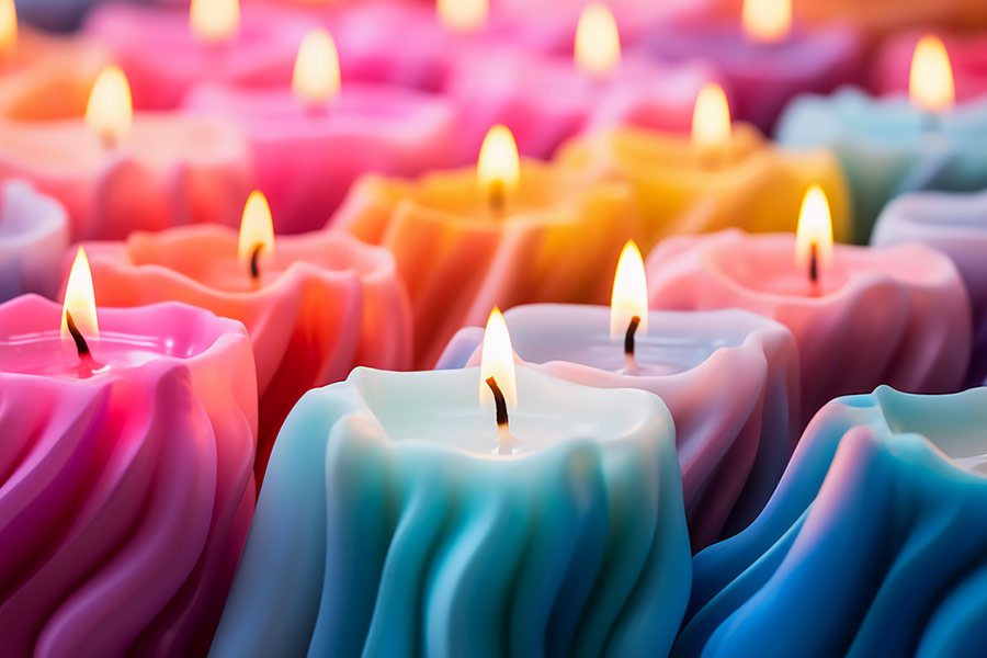 Colorful candles soft wax