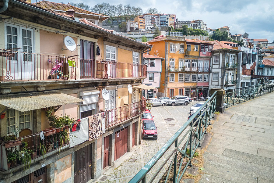 Colorful houses buildings streets