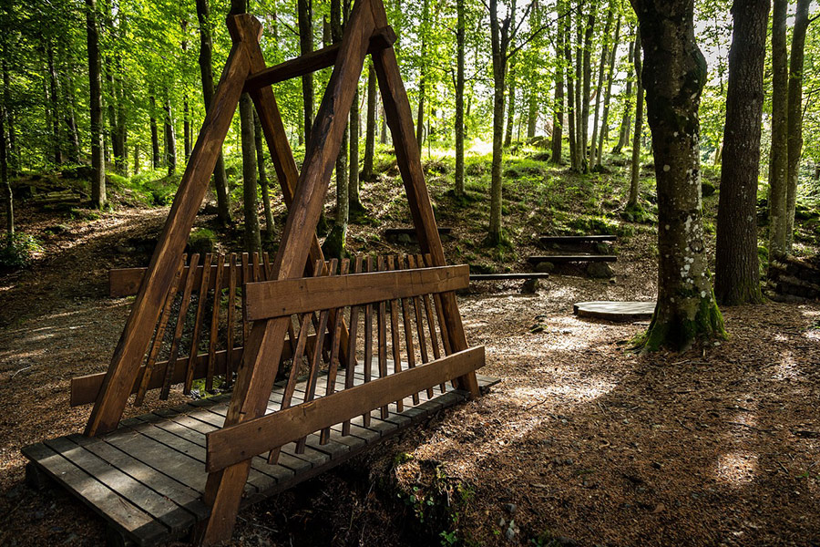 Little wooden forest bridge