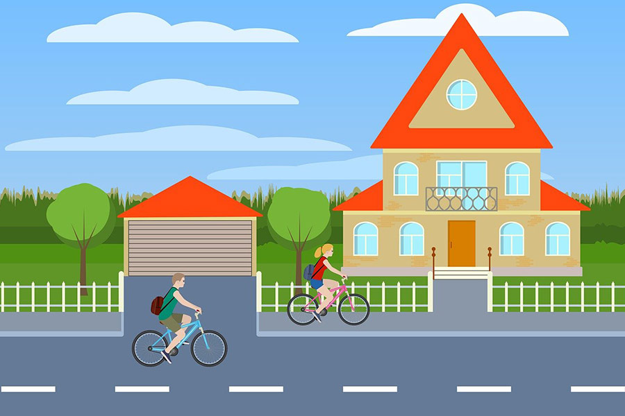 Illustration children on bike