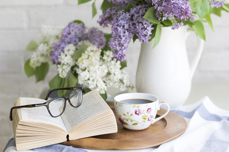 Coffee and book flowers