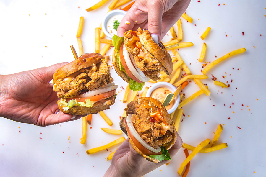 Photos three burgers