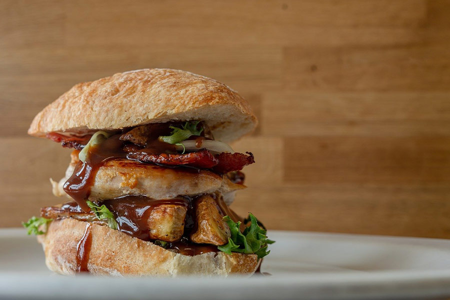 Chicken burger with bacon