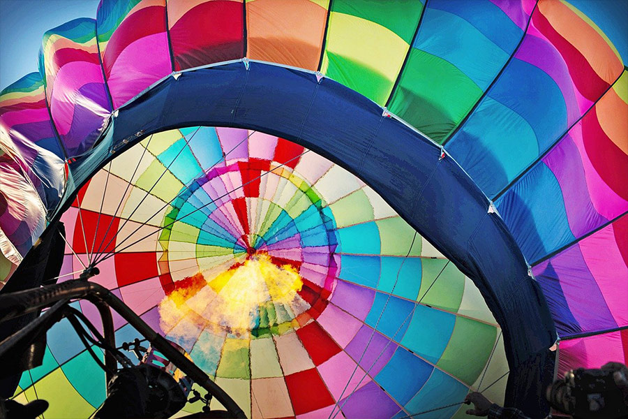 Inflating hot air balloon