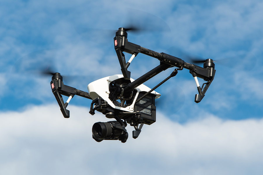 Camera drone flying