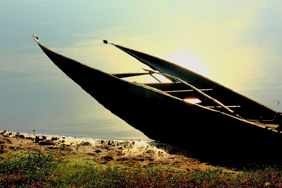 Sunk old river boat