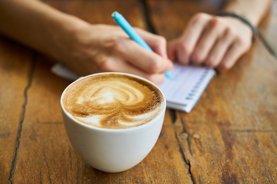 Latte art coffee cup