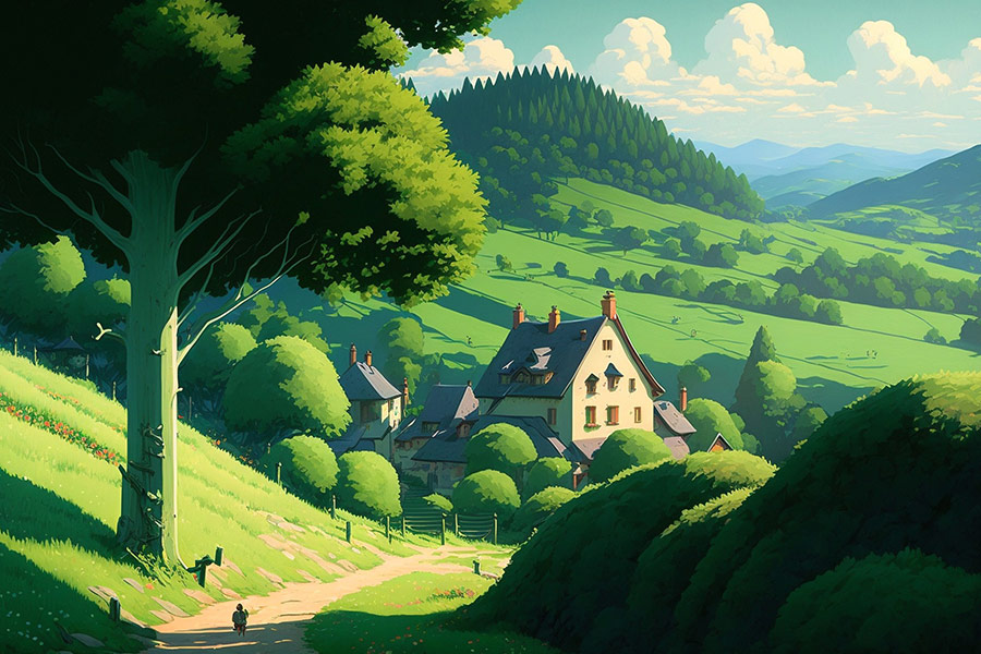 Colorful comic cartoon nature