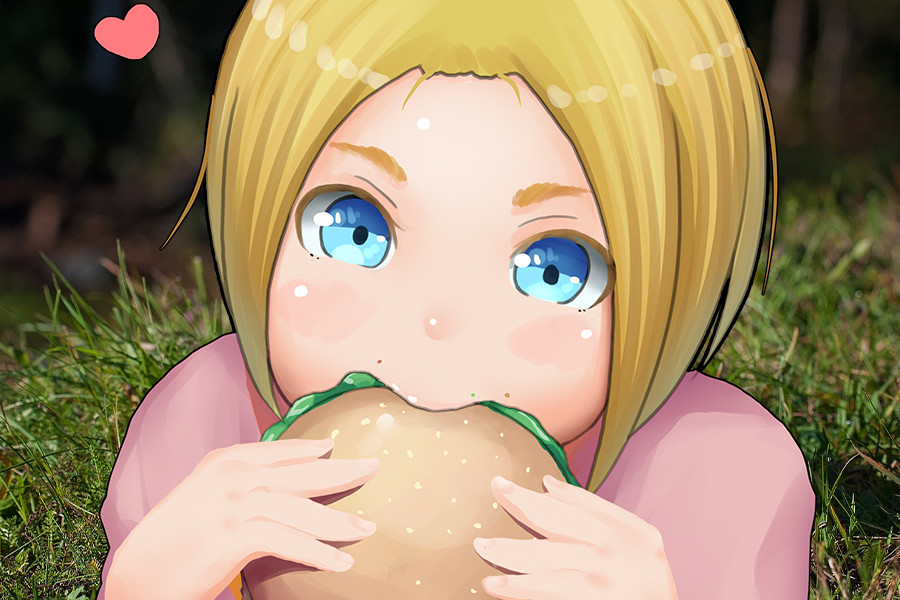 Moe eating burger