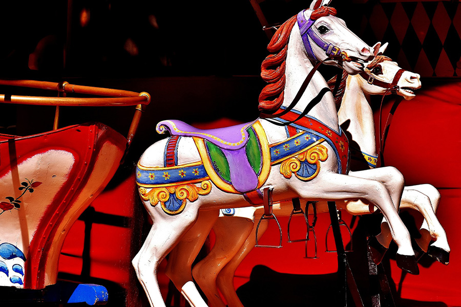 Multicolored horse carousel