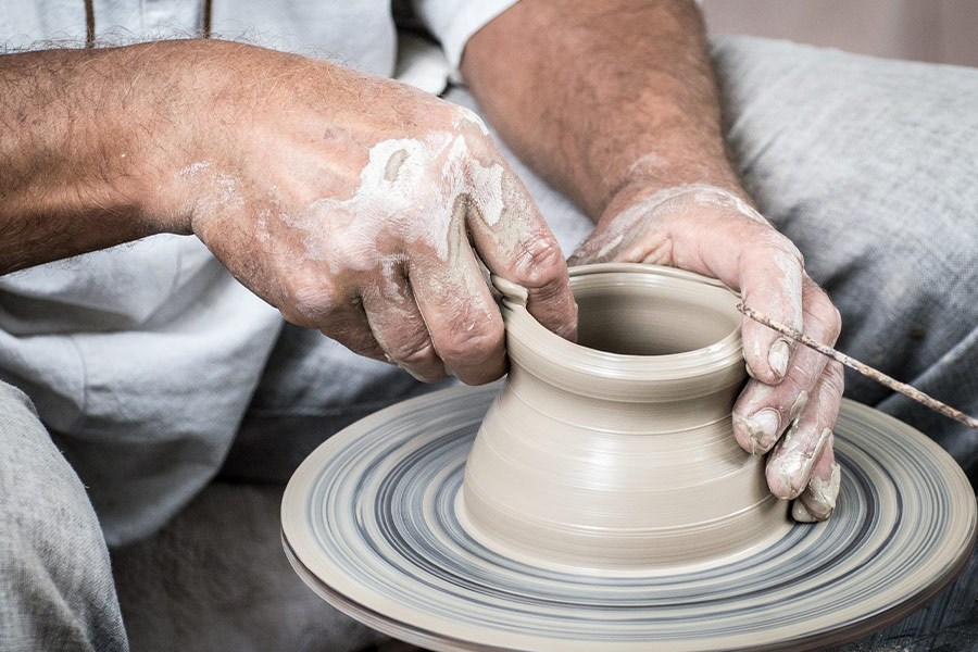 Handmade clay potter
