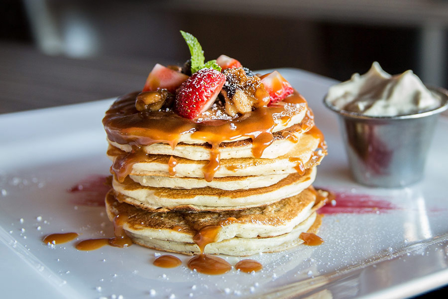 Pancake with sliced strawberry