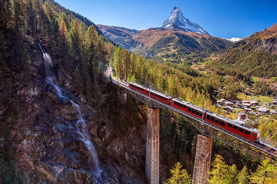 Swiss alps with Gornergrad tourist train