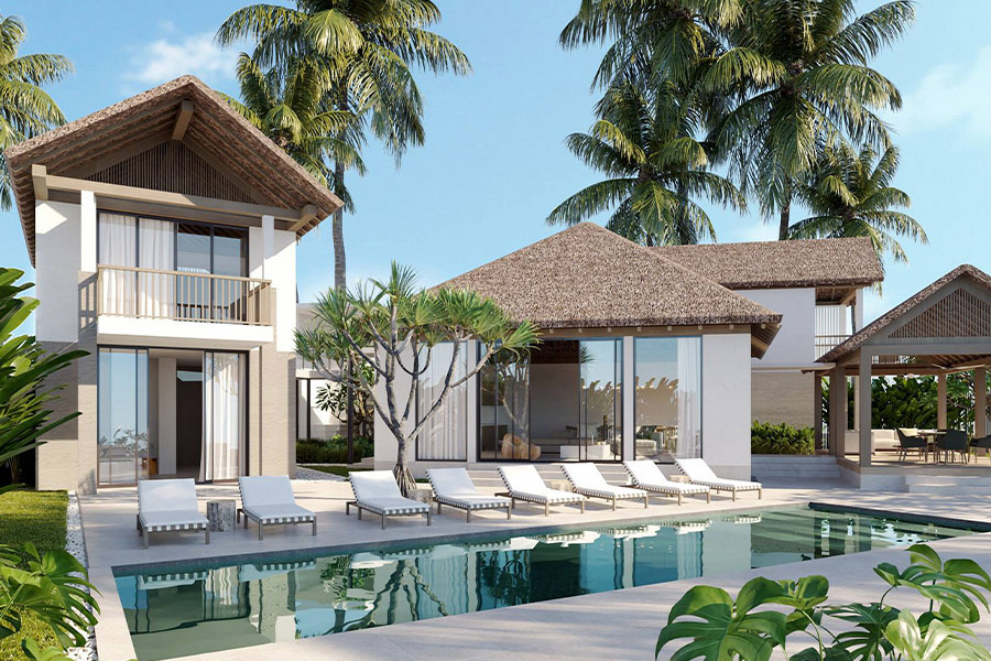 White pool loungers Vietnam