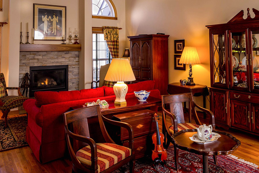 Cozy family living room with antique furniture