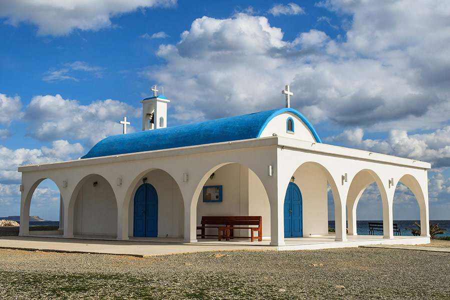 Church building white blue color
