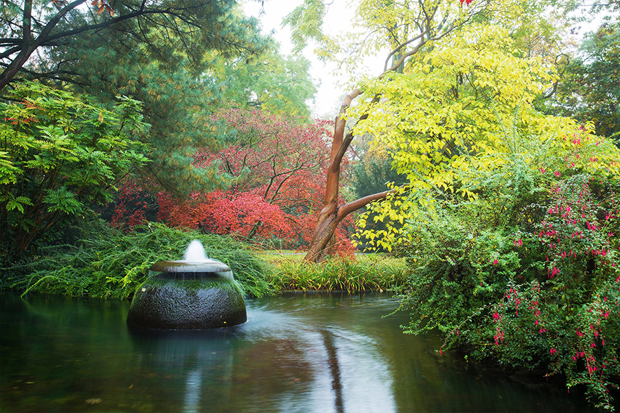 Interesting waterfall from dark stone Leverkusen Germany