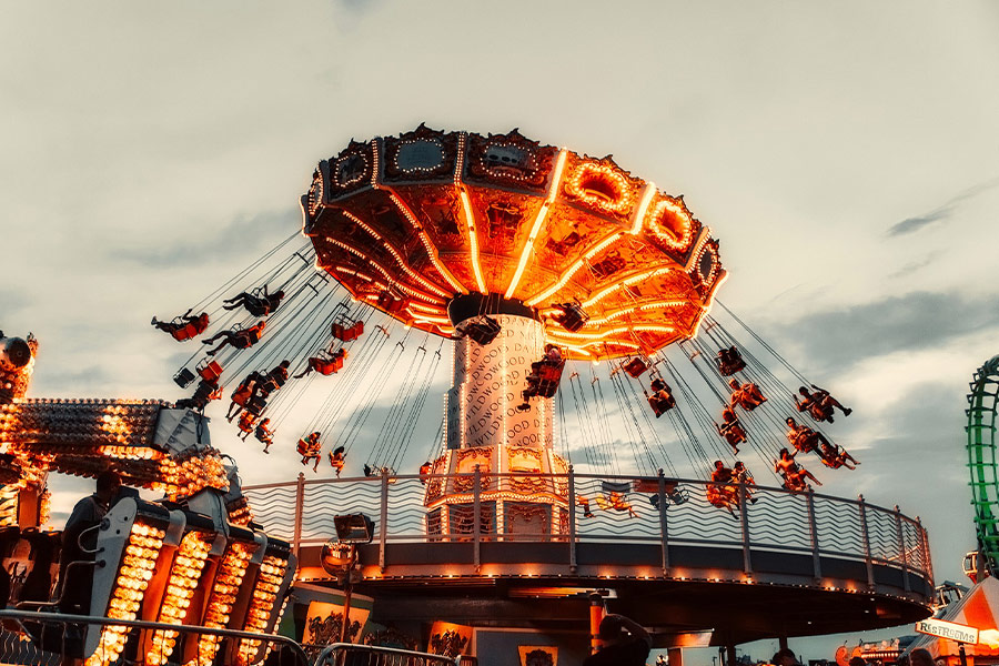 Sunset amusement park rides