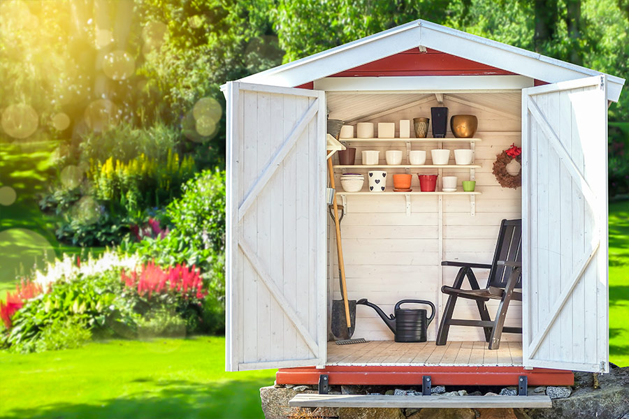 Garden shed tools garden background